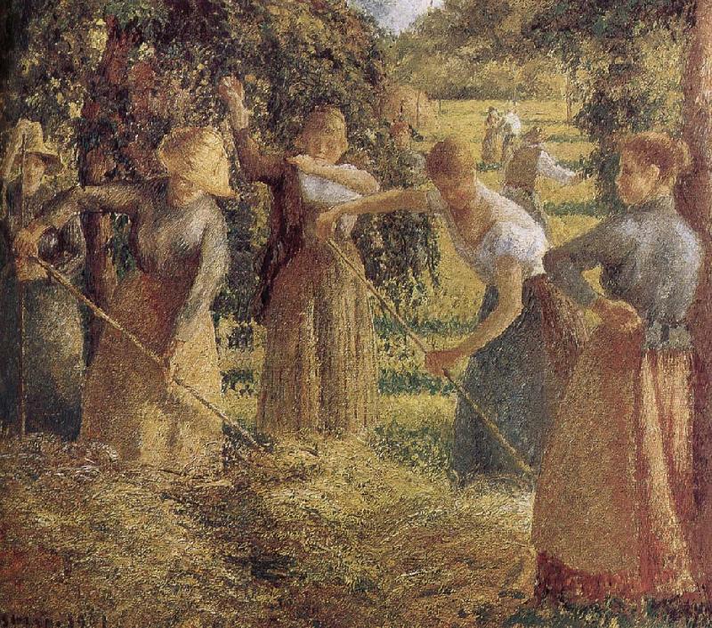 to collect the hay farmer, Camille Pissarro